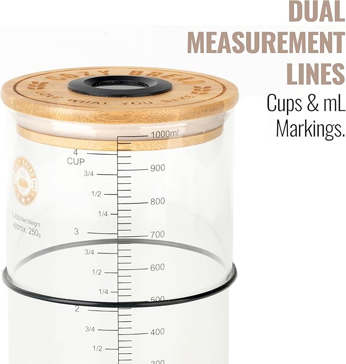 Cozy Bread® Digital Sourdough Starter Jar – 34oz Glass Fermentation Jar with Digital Temperature &amp Humidity Sensor | Perfect for Growing Sourdough Starter | USA Brand