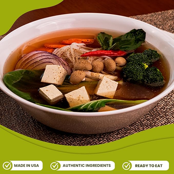 Essence of Lotus Instant Vegan Pho Soup Mix — Ready-to-Eat Flavorful Restaurant-Quality Pho broth Made in the US (Vegan Pho Broth Mix 6-Pack)
