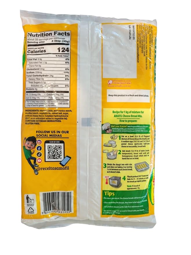 Amafil Cheese Bread Mix 2.2 lb | Pack of 2 + Exclusive Brazil in Texas Bracelet | Mistura para Pao de Queijo | Bundle by Brazil in Texas