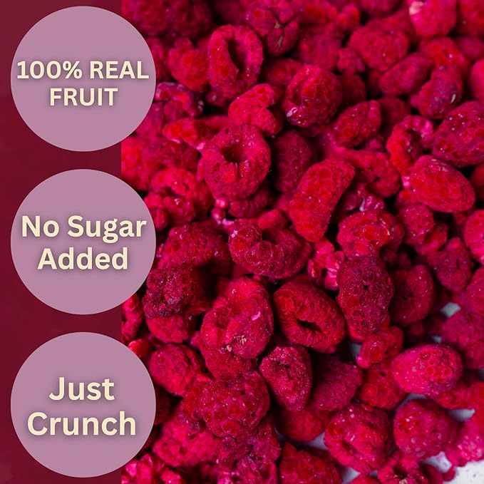 Wise Harvest Freeze-Dried Raspberries – Five 1oz Packs | Single Ingredient Snack | 100% Real Fruit No Sugar Added Just Crunch | Healthy Vegan Gluten-Free Snack for Kids &amp Adults
