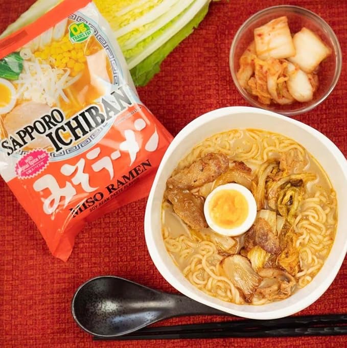 Sapporo Japanese Ramen Variety Pack 6 Traditional Authentic Flavors - Original Beef Chicken Tonkotsu Yakisoba Miso - 4 Pack Per Flavor Instant Ramen Noodle Sampler (24 Pack)