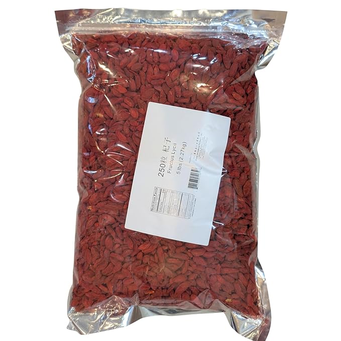 Premium Dried Goji Berries 5 Pounds Bulk Pack 250 Berries per Pound