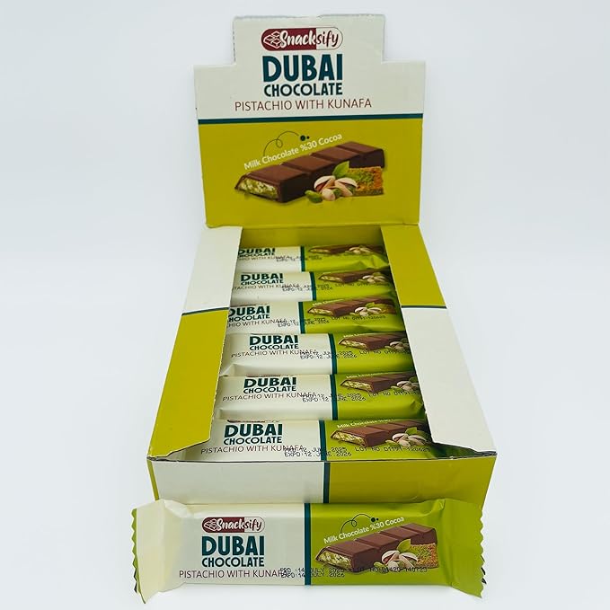 24-Pack Mini Dubai Chocolate Bars Pistachio – 27 g (0.95 oz) Each Ideal for Kids &amp Dubai Chocolate Lovers