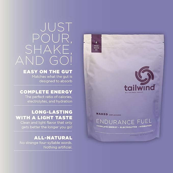 Tailwind Nutrition Endurance Fuel Carbohydrate &amp Electrolyte Sports Drink Mix Powder Gluten-Free Vegan Naked Unflavored 50 Servings