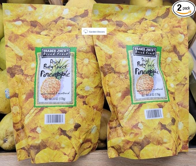 Trader Joe's2 Trader Joe’s Dried Fruit Dried Baby Sweet Pineapple Unsweetened &amp Unsulfured 6oz 170g (Two Bags)