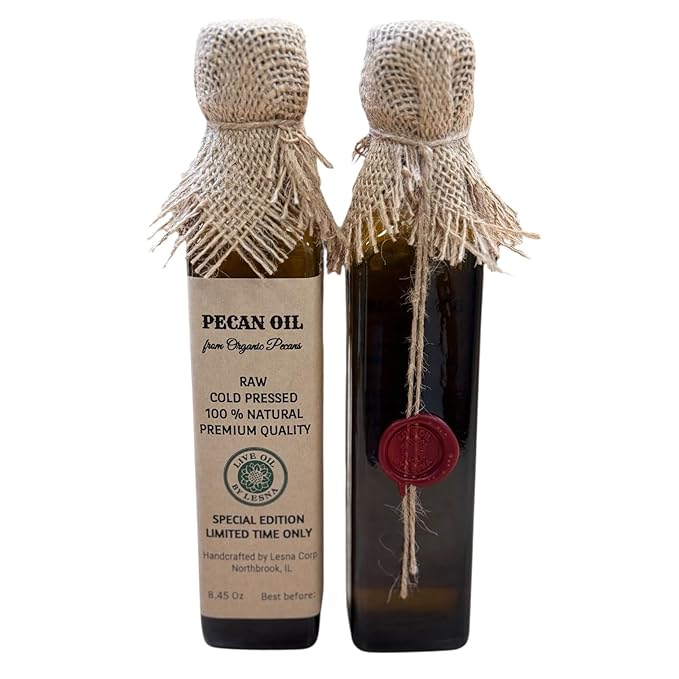 Raw Fresh Cold-Pressed Pecan Oil - From Certified Organic Pecans - Pure and Natural Culinary Delight