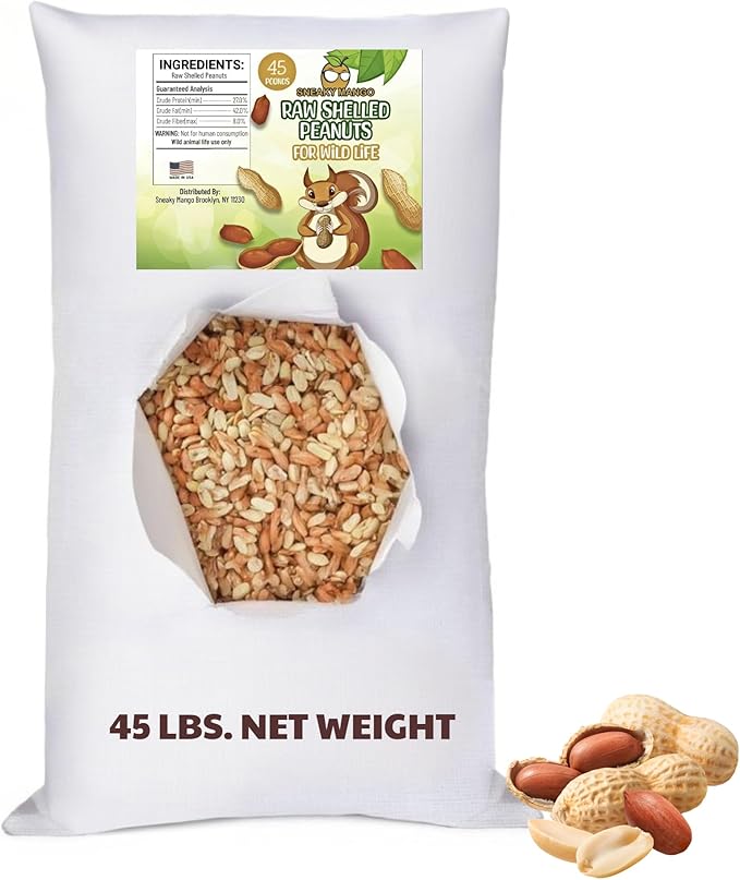 Premium Quality Raw Out of Shell Peanuts for Wildlife - 45 Pounds - Shelled Peanuts- Grown in The USA for Squirrels Deer Birds