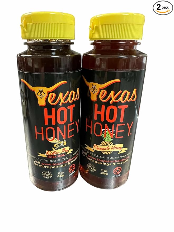 Texas Hot Honey – Duo: Extra Sting + Pineapple Heaven | 12 oz Bottles Pack of 2