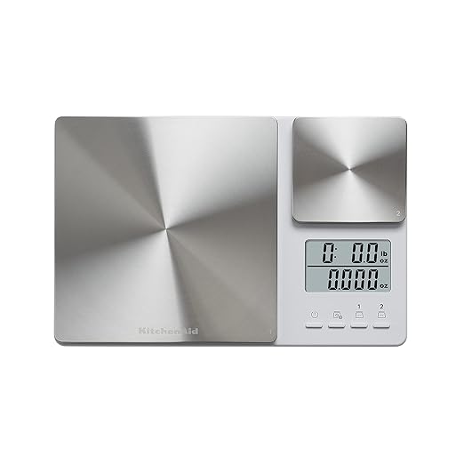 KitchenAid KQ909 Dual Platform Digital Kitchen and Food Scale 11 Pound Capacity and Precision 16oz Capacity White with Stainless Steel