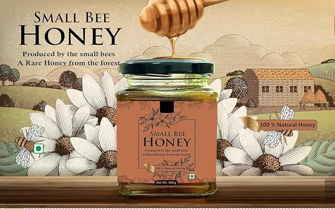 10.58oz Small Bee Honey 300g (Pack of 1)/ rare Honey from Forest 100% Pure Natural &amp Raw/Produced By Small bees