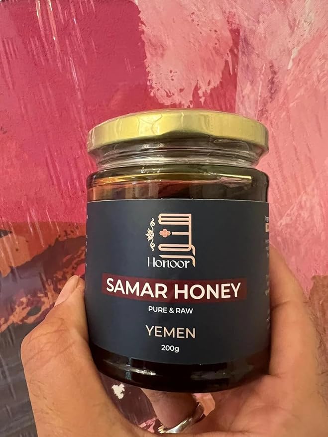 Omani Luban (Frankincense) Honey &amp Samar Honey Bundle (2 × 200g) – Unfiltered Unheated Pure &amp Raw Honey – Glass Jar Luxury Honey Set from Oman &amp Yemen