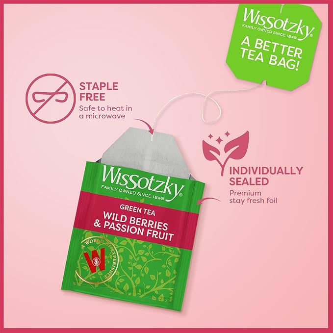 Wissotzky Wild Berries &amp Passion Fruit Green Tea (6 Pack - 120 Tea Bags | Antioxidant Rich | Tropical Blend Green Tea Bags