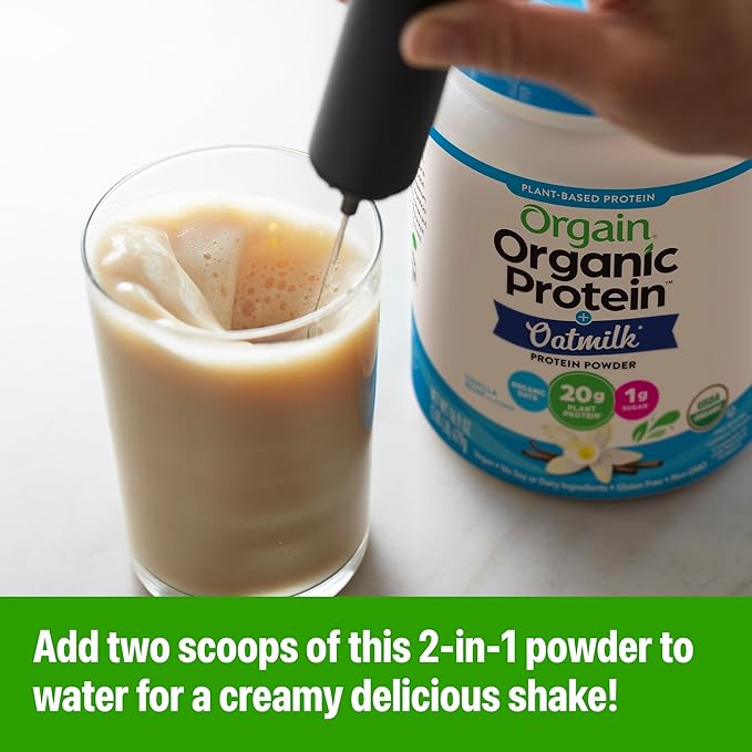 Orgain Organic Vegan Protein Powder + Oat Milk Vanilla Bean - 20g Plant Based Protein Gluten Free No Dairy Soy or Lactose Ingredients Low Sugar Non-GMO Kosher For Shakes &amp Smoothies - 1.05