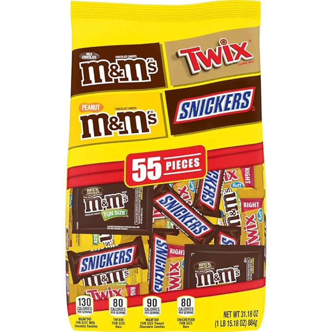 SNICKERS M&ampM'S &amp TWIX Fun Size Chocolate Candy Variety Mix 31.18-Ounce 55 Piece Bag