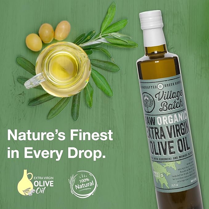 VILLAGE BATCH - AWARD WINNERS - KORONEIKI OLIVE OIL Greek Olive Oil ORGANIC COLD PRESSED OLIVE OIL Extra Virgin Olive Oil High In Polyphenols - Aceite De Oliva Extra Virgen - Olive Oil for Cooking Oil