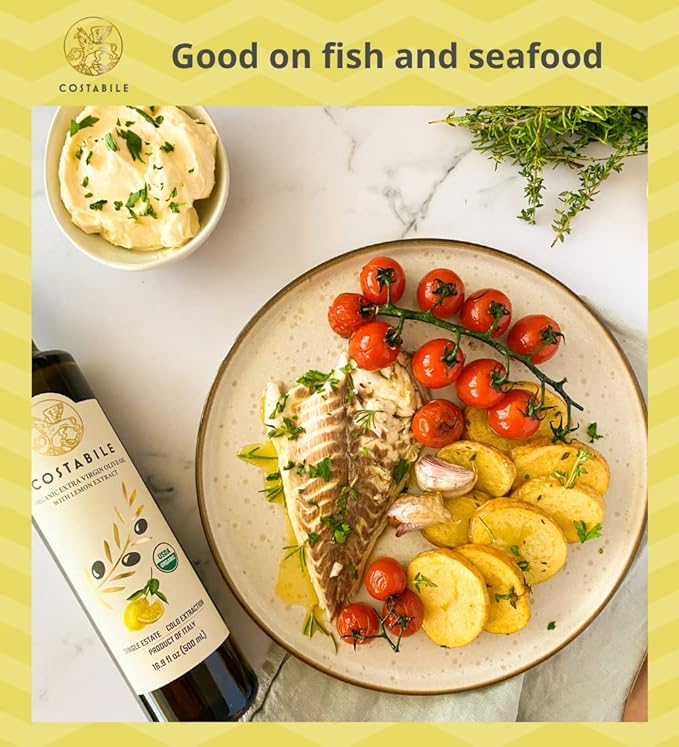Lemon and Basil Infused EVOO combo. Fresh and delicious flavors for everyday healthy cooking - COSTABILE