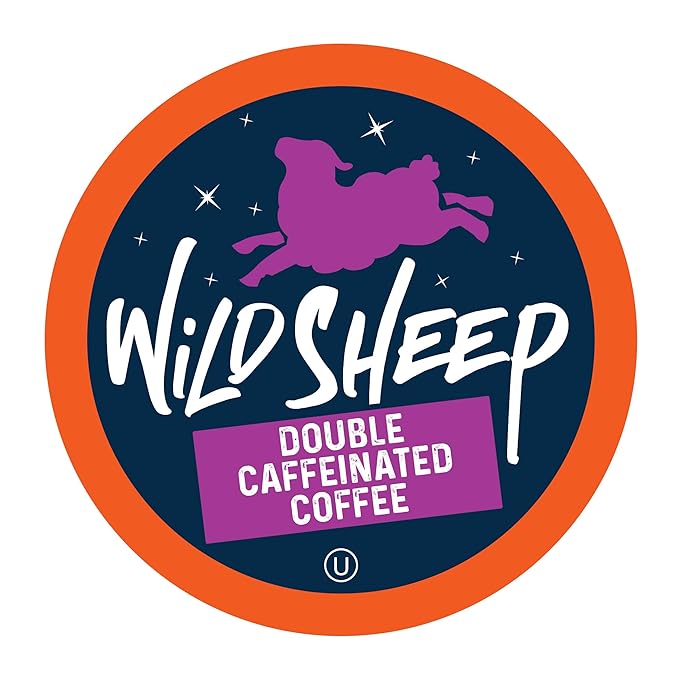 Wild Sheep High Caffeine (Double Caffeinated) Coffee Pods Compatible with Keurig K-Cup Brewers Extra Caffeine in Recyclable Cups 40 Count