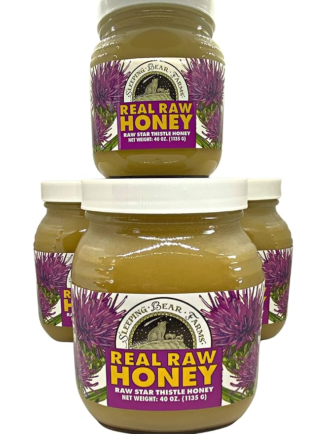Sleeping Bear Farms 2.5 pound (40oz) REAL Raw Honey Harvested by our Beekeepers From Our Hives Packed in Glass