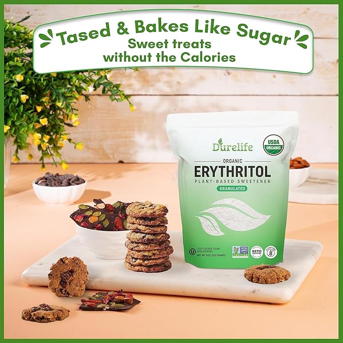 Durelife USDA organic erythritol sweetener non gmo verified Keto certified No After Taste Kosher Zero Calorie Plant-Based Sugar Alternative 5 LB
