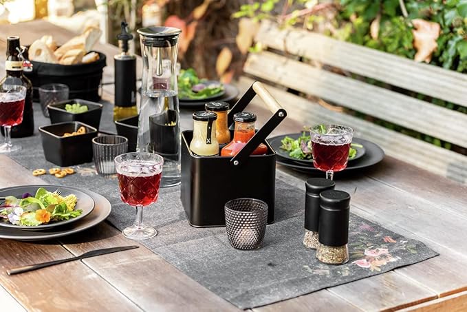 WENKO Boga glass spices set barbecue accessory with 0.14 L black outdoor kitchen spice gift set bottle made of transparent glass with lid made of black plastic Ø 5 x 11.5 cm
