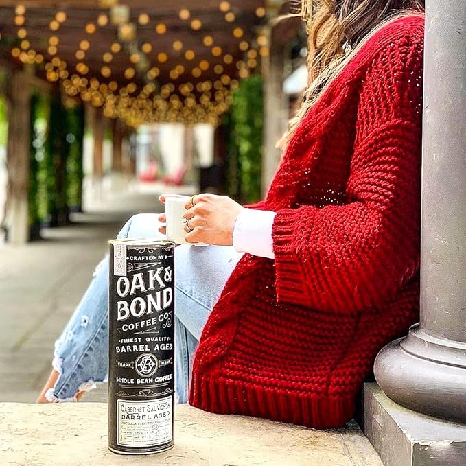 Oak &amp Bond Coffee Co. - Aged Cabernet Sauvignon Coffee Guatemala Huehuetenango Whole Bean Medium Roast Dark Chocolate Plum &amp Candied Pecan Flavors - 10oz