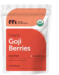 Micro Ingredients Organic Goji Berries 1lb (16oz) | Large Whole Sun-Dried Berries | Raw Superfood Wolfberries | Natural Flavor for Trail Mix Juice &amp Tea | Sulfate Free Vegan Friendly Non-GMO