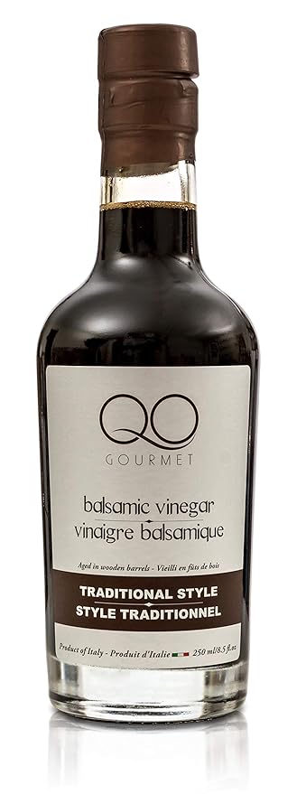 QO Thick Aged Balsamic Vinegar of Modena | Traditional Style | Gourmet Premium Dense Italian Vinegar | Aceto Balsamico di Modena | All Natural | Aged in Wooden Barrels | Crafted in Modena | 8.5 fl.oz