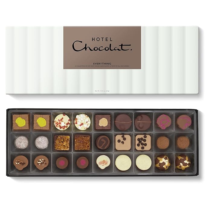 Hotel Chocolat - Everything Sleekster - Assortment of 27 Milk White and Dark Chocolates - Chocolate Gift Box for Birthday Thank You Anniversary Holidays