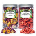 Dried Edible Flowers &amp Freeze-Dried Strawberry Slices Bundle | Natural Decorative Garnishes | No Added Sugar | Perfect for Cocktails Desserts &amp Baking
