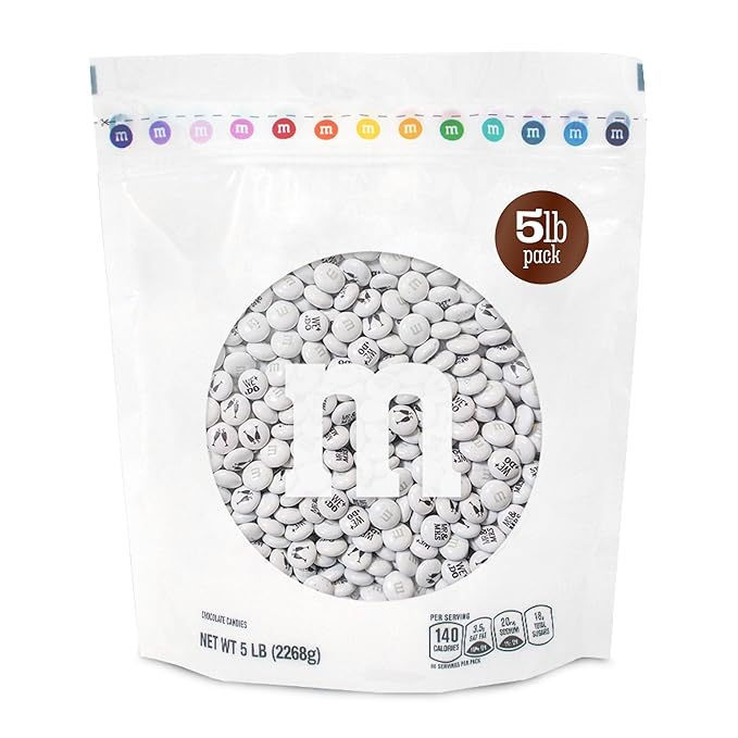 M&ampM’S WORLD “Mr. and Mrs.” Milk Chocolate Candy 5 lbs Bulk Candy for Wedding Decorations Unique Favors or Cake Topper