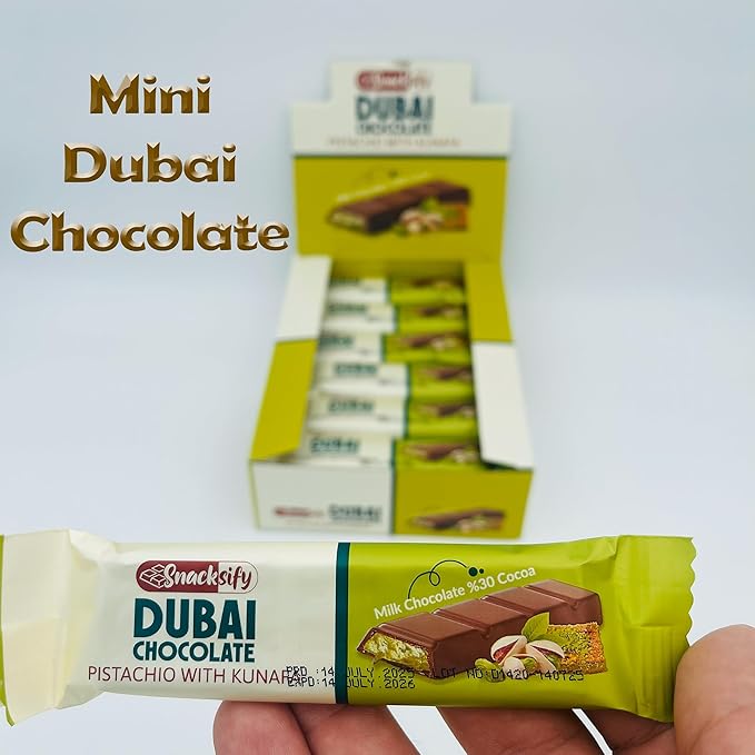 24-Pack Mini Dubai Chocolate Bars Pistachio – 27 g (0.95 oz) Each Ideal for Kids &amp Dubai Chocolate Lovers