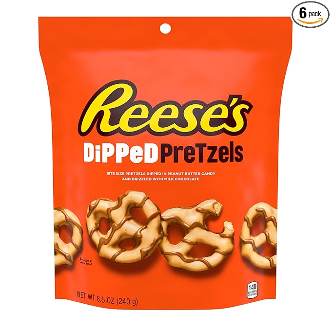 REESE'S Milk Chocolate Peanut Butter Candy Dipped Pretzels Bags 8.5 oz (6 Count)
