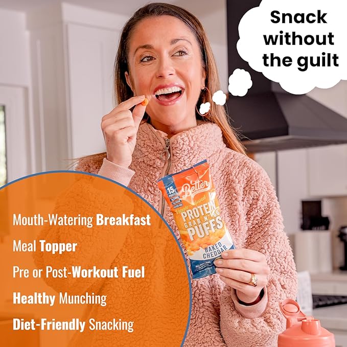 Better Than Good Savory Keto Baked Cheddar Protein Puffs – Gluten-Free Low Calorie High Protein Low Carb Paleo Sugar-Free Healthy Snacks for Kids &amp Diabetics | No Artificial Flavours (12 Pack