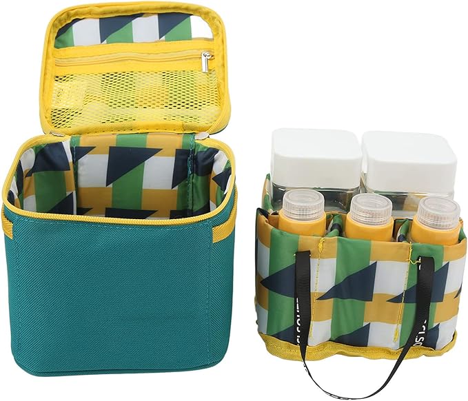 Portable Kit with Storage Bag 4 Dry 3 Liquid Seasoning Containers Set for Outdoor Camping BBQ Picnic Cooking