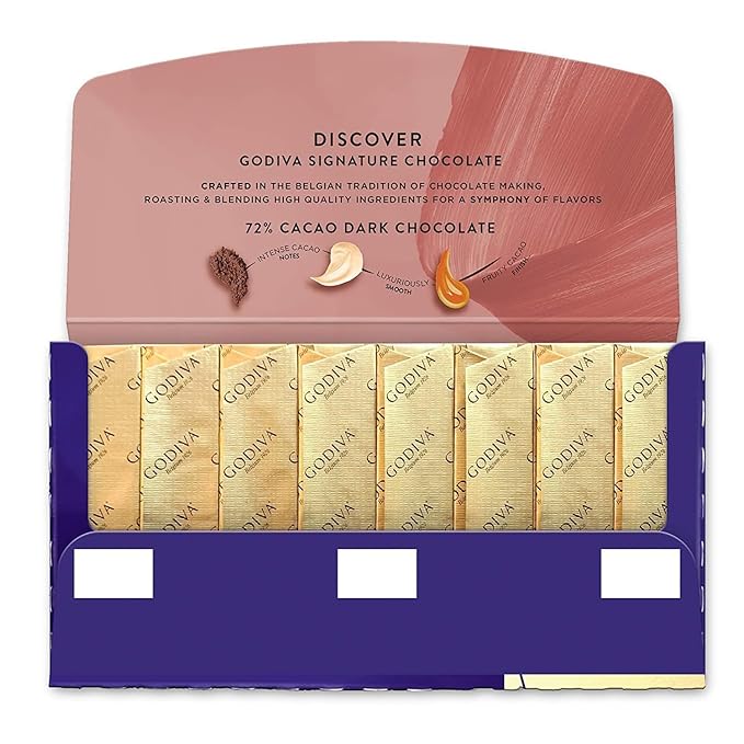 Godiva Chocolatier Chocolate Signature Mini Bars72% Cacao Dark 3.1 Ounce (Pack of 12)