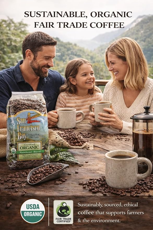San Francisco Bay 100% Organic Coffee Rainforest Blend Whole Bean 3 Lbs