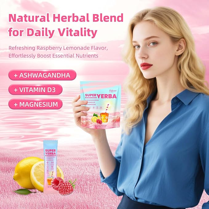 Super Yerba Mate Yerba Mate Instant Tea Powder RASPBERRY LEMONADE Flavor Mate Tea Supplements with Prebiotics and Probiotics - 30 Servings (2)