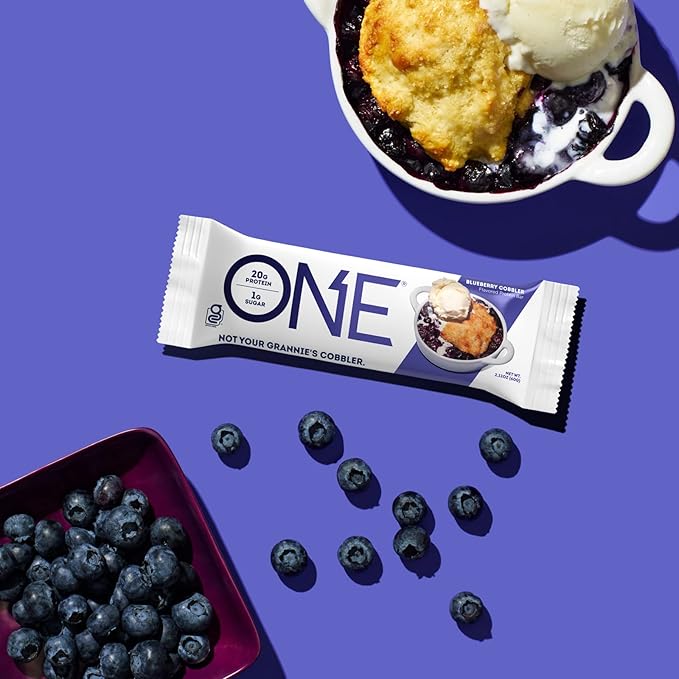 ONE Protein Bars Peanut Butter Cup Gluten Free Protein Bar with 20g Protein and only 1g Sugar &amp Protein Bars Blueberry Cobbler Gluten Free Protein Bars with 20g Protein and only 1g Sugar