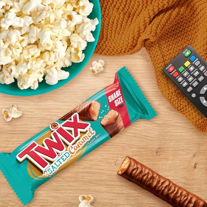 Twix Salted Caramel Chocolate Cookie Candy Bars Share Size Party Candy Milk Chocolate Bulk Box 56.4 Oz 20 Count Bulk Candy Box