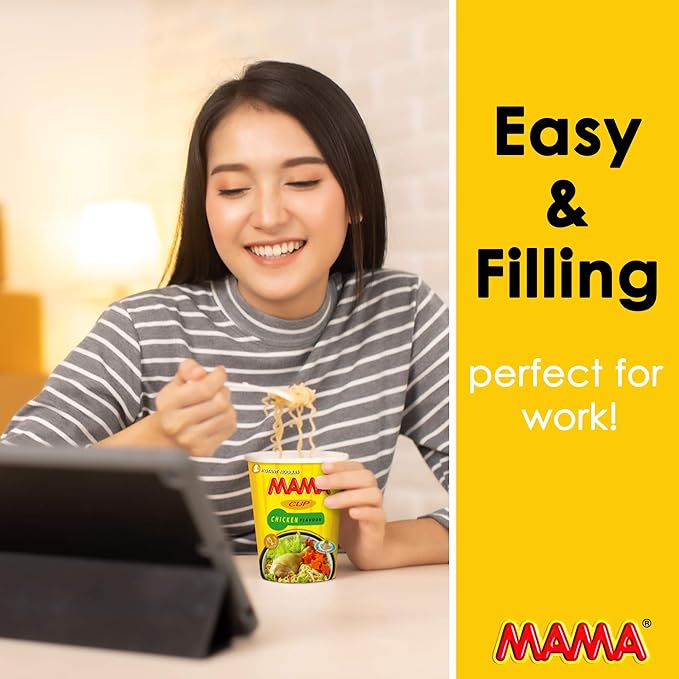 MAMA Noodles Chicken Instant Cup of Noodles with Delicious Thai Flavors Hot And Spicy Noodles with Chicken Soup Base No Trans Fat with Fewer Calories Than Deep Fried Noodles (Chicken Flavor 6 Pack)