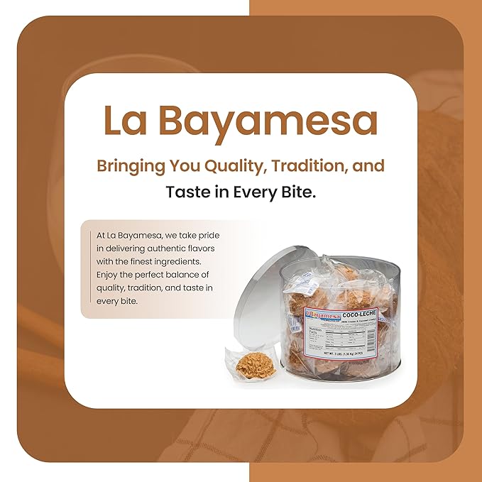 La Bayamesa-Coco Leche -Coconut Candy Yogurt &amp Milk Candy Snack- Coco Blanco - Perfect for Sharing - Light and Flaky - pack 24.
