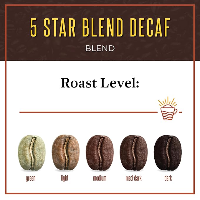 San Diego Coffee 5 Star Blend DECAF Dark Roast Ground Coffee 5-Pound Bag Café descafeinado molido tostado