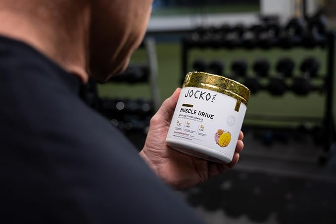 Jocko Fuel Muscle Drive Pro Series Mango Passionfruit HMB Di-Leucine EAAs Protects Lean Muscle Mass &amp Breakdown Aids Recovery Natural Appetite Suppressant No Bloat Zero Sugar 30 Servings