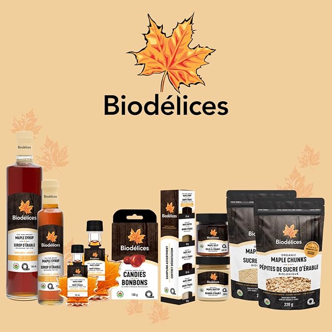Biodélices Maple Syrup - Glass Bottle - 750ml - Pure Premium Maple Syrup from Quebec Canada