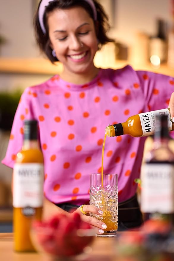 Mayer Mango Syrup for Drinks &amp Cocktails – Handcrafted in Hungary Natural Mango Flavoring Syrup – Handcrafted with 100% Real Fruits for Martini Mocktail Smoothie Lemonade Pancakes Ice Cream