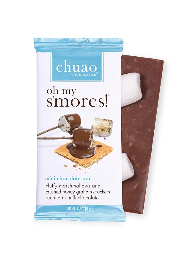 Chuao Chocolatier Oh My S'mores Milk Chocolate Mini Bars | Gourmet Marshmallow Graham Cracker No Preservatives | For Gift Baskets Christmas Birthday | 20 Pack