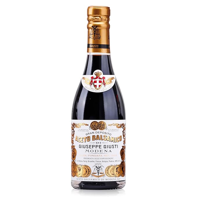 Giusti Balsamic Vinegar of Modena IGP – Full-Bodied Italian Gourmet Aceto Balsamico di Modena for Salads Marinades Cheese &amp More – 2 Gold Medals – Made in Italy – 8.45 fl oz (250 ml) - Pack of 1