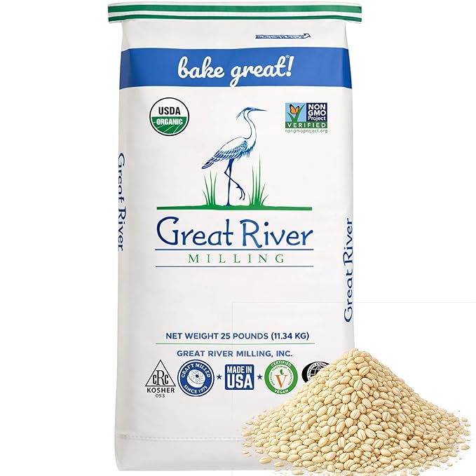 Great River Milling Organic Soft White Winter Wheat | Whole Grain Wheat Berries for Baking &amp Milling | Non-GMO Kosher USDA Organic | Ideal for Pastries Muffins &amp More | 25 Lb (Pack of 1)