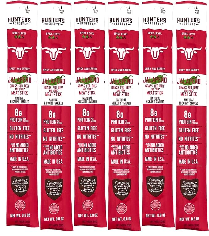 Hunter's Reserve - Exotic Meat Trail Sticks - Adventure You Can Taste - Wild Game Jerky Sticks (BEEF JALAPENO 6 CT)