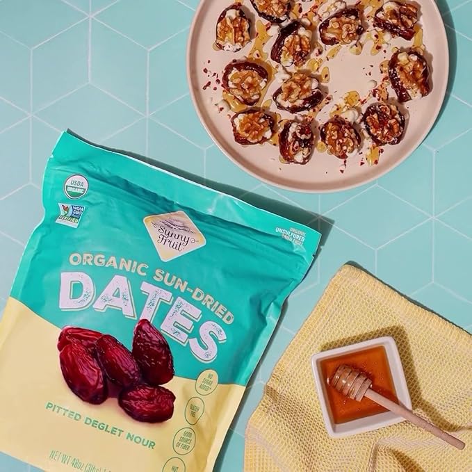 ORGANIC Pitted Dates (Deglet Nour) 48oz Bulk Bag (3 lbs) | NO Added Sugars Sulfurs or Preservatives | NON-GMO VEGAN HALAL &amp KOSHER